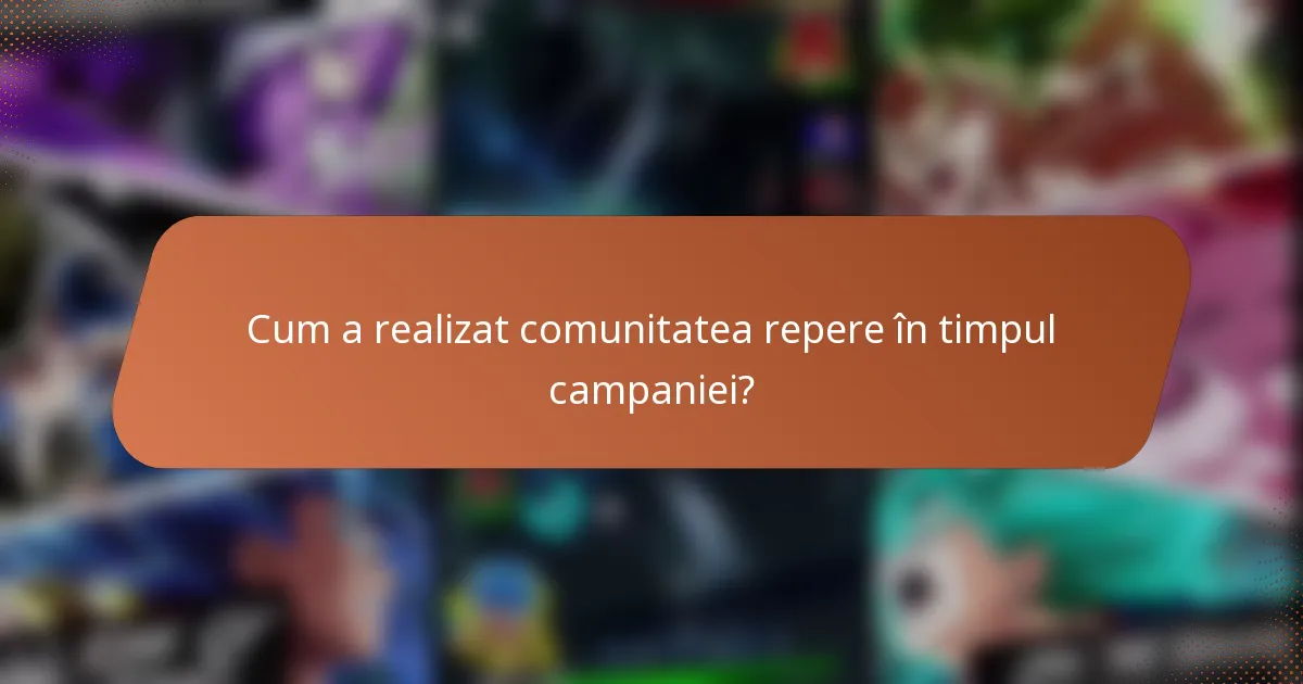 Cum a realizat comunitatea repere în timpul campaniei?